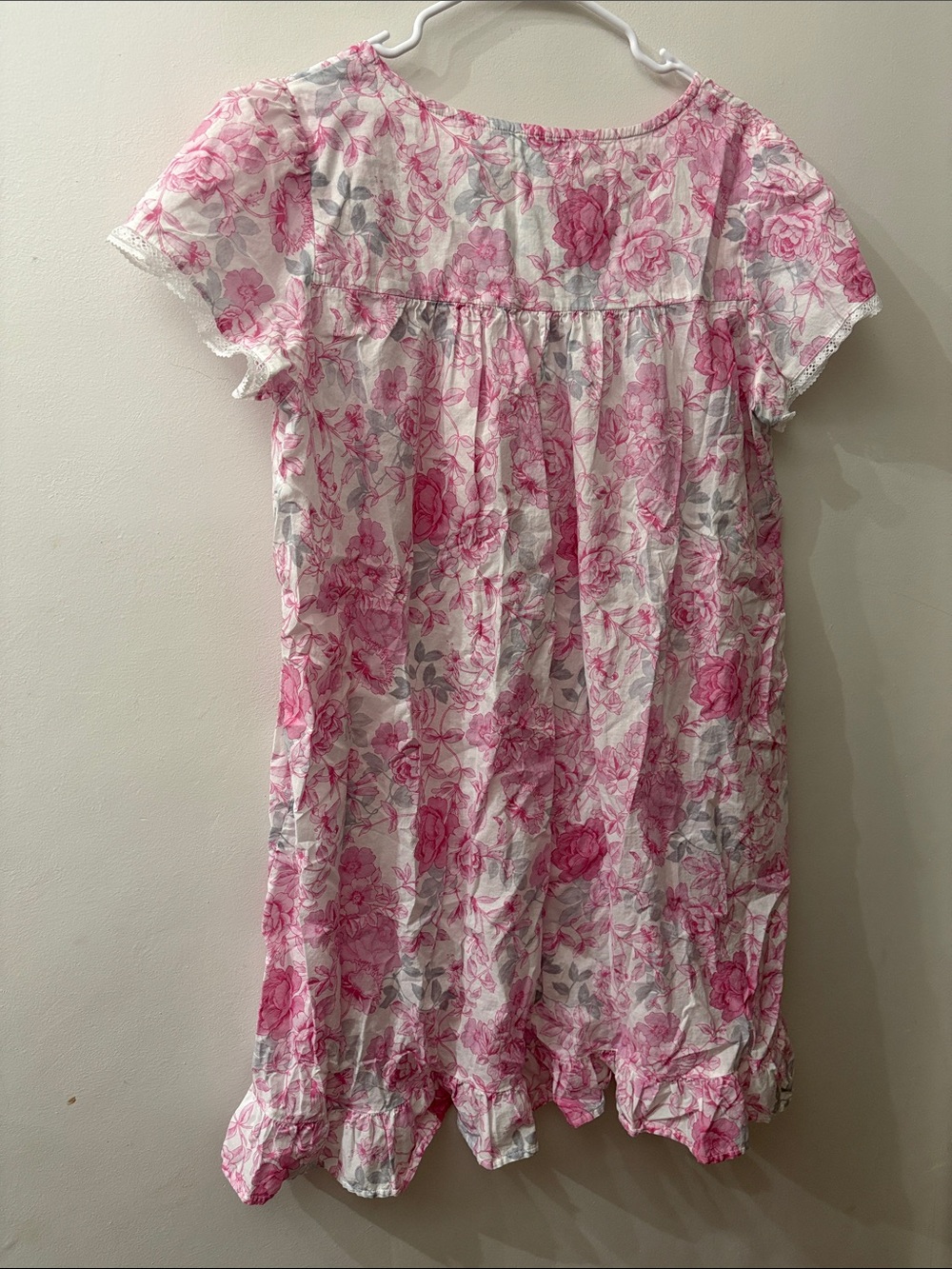 Miss Elaine Pink and Gray Floral Short Sleeve nightgown - XL - 100% cotton - Picture 5 of 5